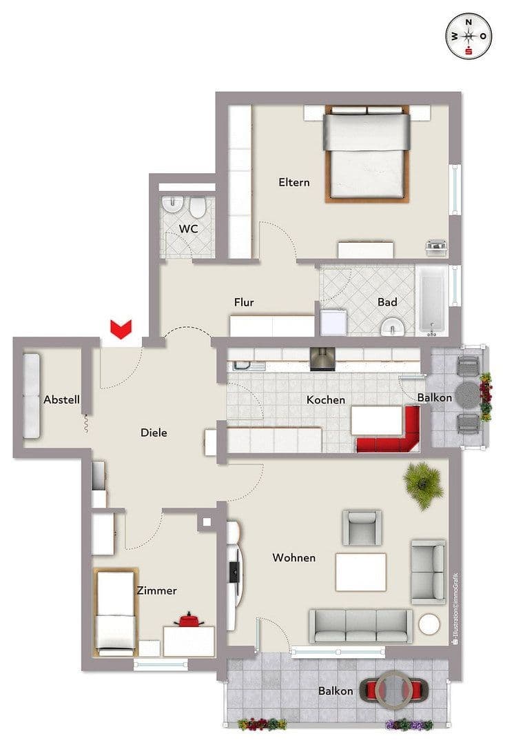 Pronájem bytu 3+1 97 m², Nürnberg, Bavorsko Pronájem bytu 3+1 97 m², Nürnberg, Bavorsko