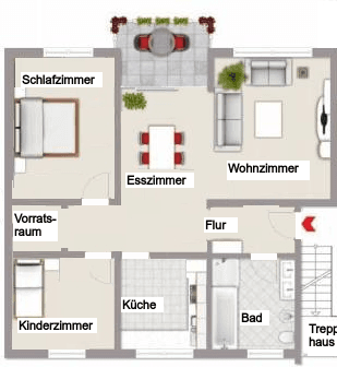 Pronájem bytu 4+1 92 m², Obertor 12, Niederwerrn, Bavorsko Pronájem bytu 4+1 92 m², Obertor 12, Niederwerrn, Bavorsko