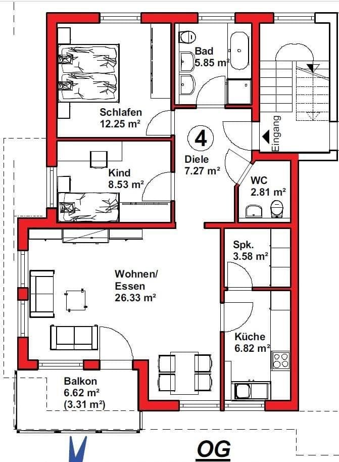 Pronájem bytu 3+1 76 m², Riedstraße 48, Althengstett, Bádensko-Württembersko Pronájem bytu 3+1 76 m², Riedstraße 48, Althengstett, Bádensko-Württembersko