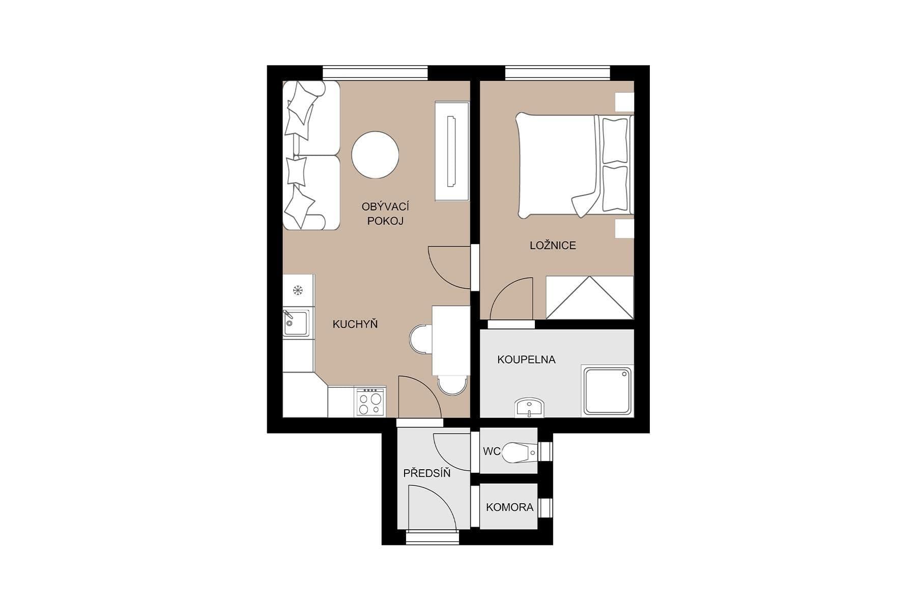 Prodej bytu 2+kk 42 m², Jičínská, Praha, Praha Prodej bytu 2+kk 42 m², Jičínská, Praha, Praha