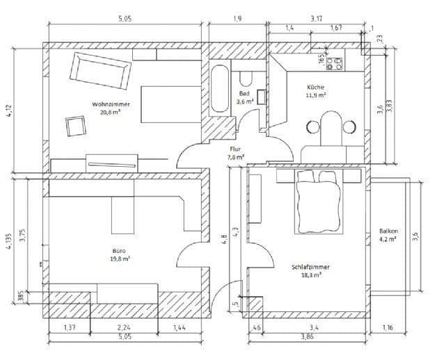Pronájem bytu 85 m², Deutscherrnstraße 37, Saarbrücken, Země Sársko Pronájem bytu 85 m², Deutscherrnstraße 37, Saarbrücken, Země Sársko