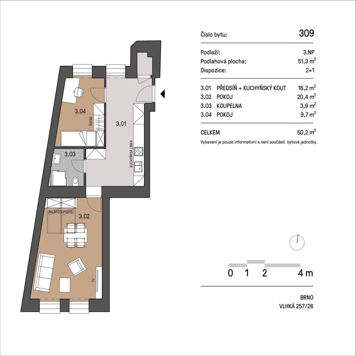 Pronájem bytu 2+1 55 m², Vlhká, Brno, Jihomoravský kraj Pronájem bytu 2+1 55 m², Vlhká, Brno, Jihomoravský kraj