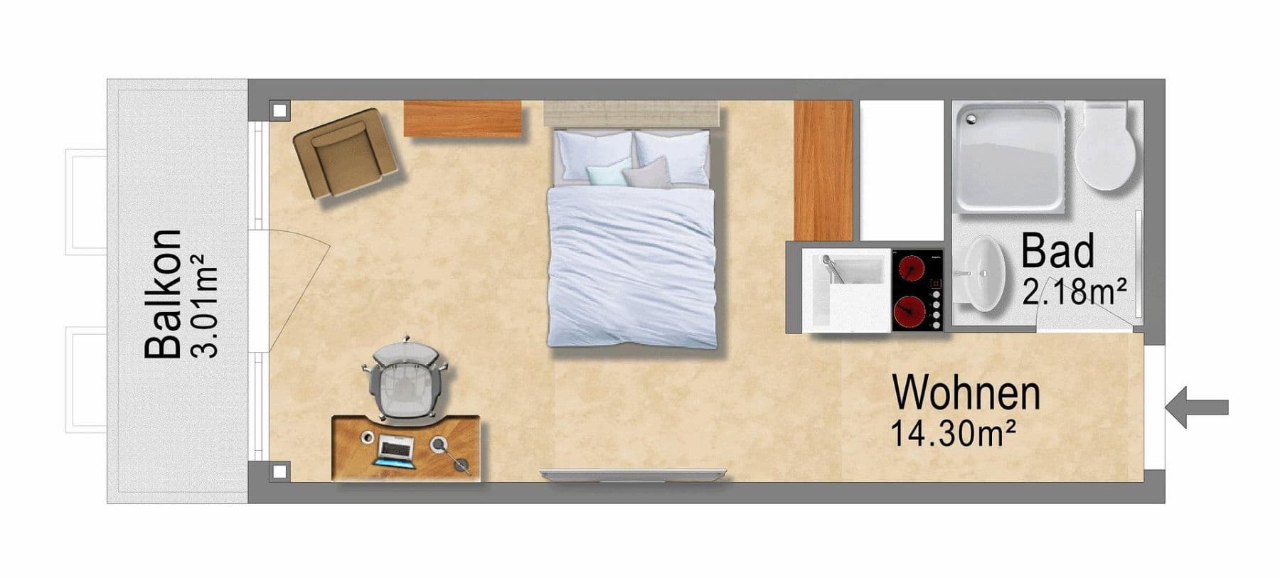 Prodej bytu 1+1 19 m², Richard-Schirrmann-Straße 12, Mainz, Porýní-Falc Prodej bytu 1+1 19 m², Richard-Schirrmann-Straße 12, Mainz, Porýní-Falc