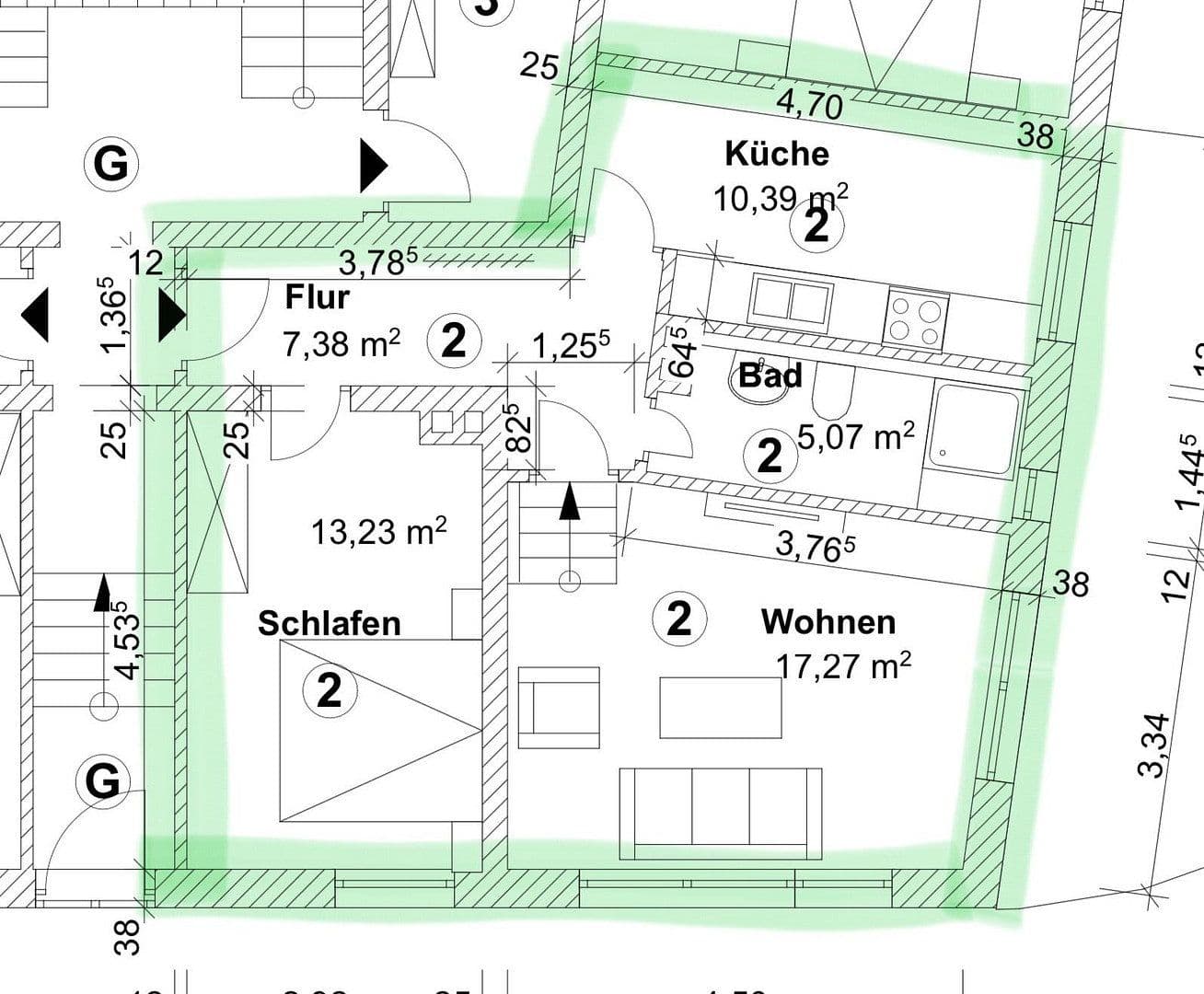 Pronájem bytu 2+1 54 m², Stammestraße 63A, Hannover, Dolní Sasko Pronájem bytu 2+1 54 m², Stammestraße 63A, Hannover, Dolní Sasko