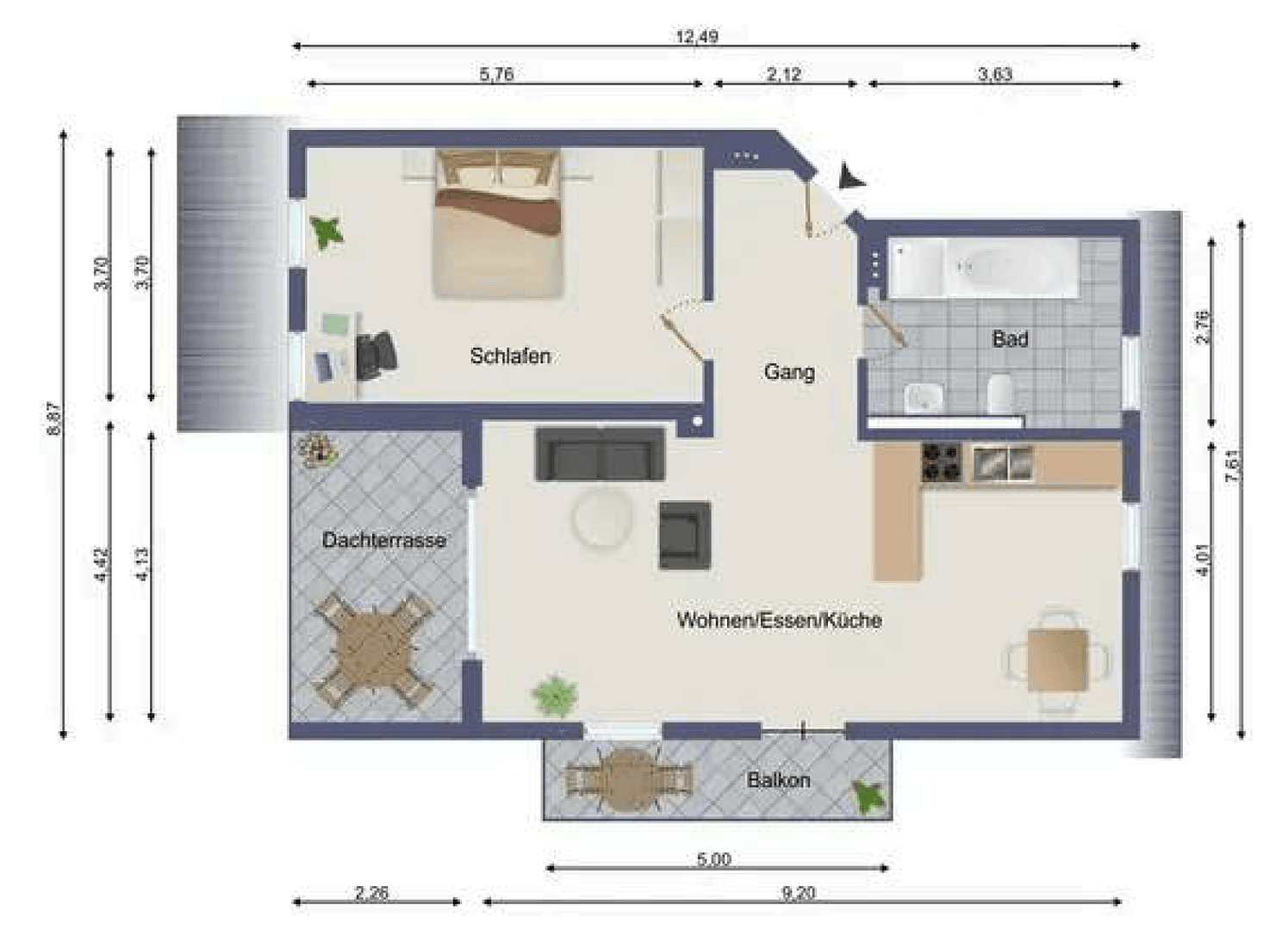 Pronájem bytu 2+1 76 m², Am Wimhof 35, Passau, Bavorsko Pronájem bytu 2+1 76 m², Am Wimhof 35, Passau, Bavorsko