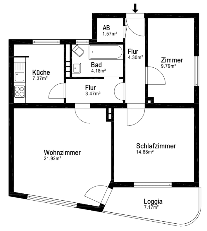 Pronájem bytu 3+1 72 m², Emmastraße 80, Bremen, Bremen Pronájem bytu 3+1 72 m², Emmastraße 80, Bremen, Bremen