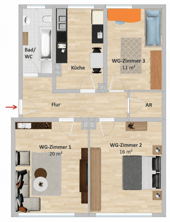 Pronájem bytu 3+1 71 m², Pirkheimerstraße 133, Nürnberg, Bavorsko Pronájem bytu 3+1 71 m², Pirkheimerstraße 133, Nürnberg, Bavorsko