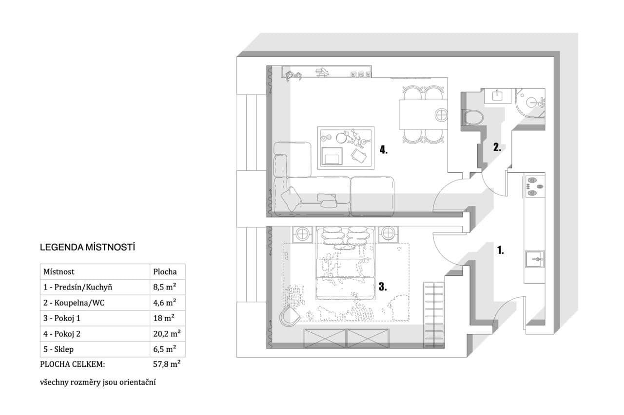 Pronájem bytu 2+kk 51 m², V Horkách, Praha, Praha Pronájem bytu 2+kk 51 m², V Horkách, Praha, Praha