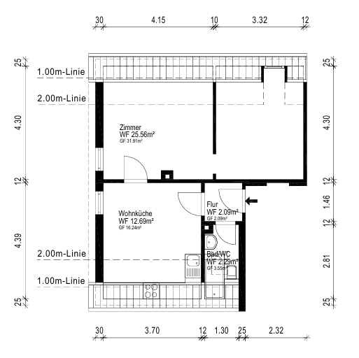 Pronájem bytu 2+1 43 m², Weststraße, Bochum, Severní Porýní-Vestfálsko Pronájem bytu 2+1 43 m², Weststraße, Bochum, Severní Porýní-Vestfálsko
