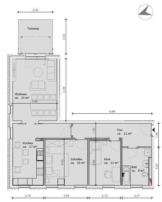 Pronájem bytu 3+1 87 m², Alt-Marzahn 14, Berlin, Berlín Pronájem bytu 3+1 87 m², Alt-Marzahn 14, Berlin, Berlín