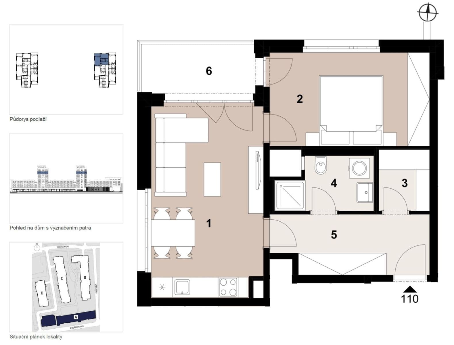 Pronájem bytu 2+kk 51 m², Poděbradská, Praha, Praha Pronájem bytu 2+kk 51 m², Poděbradská, Praha, Praha