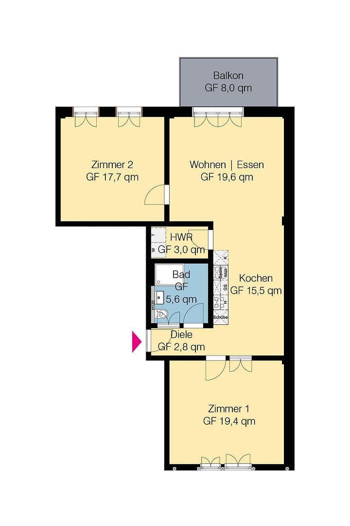 Pronájem bytu 3+1 88 m², Am Küsterberg 6B, Wolfsburg Ehmen, Dolní Sasko Pronájem bytu 3+1 88 m², Am Küsterberg 6B, Wolfsburg Ehmen, Dolní Sasko