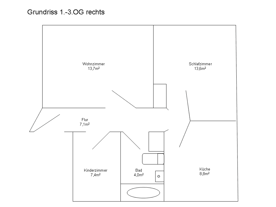 Pronájem bytu 2+kk 55 m², Stollbergstraße, Erfurt, Durynsko Pronájem bytu 2+kk 55 m², Stollbergstraße, Erfurt, Durynsko