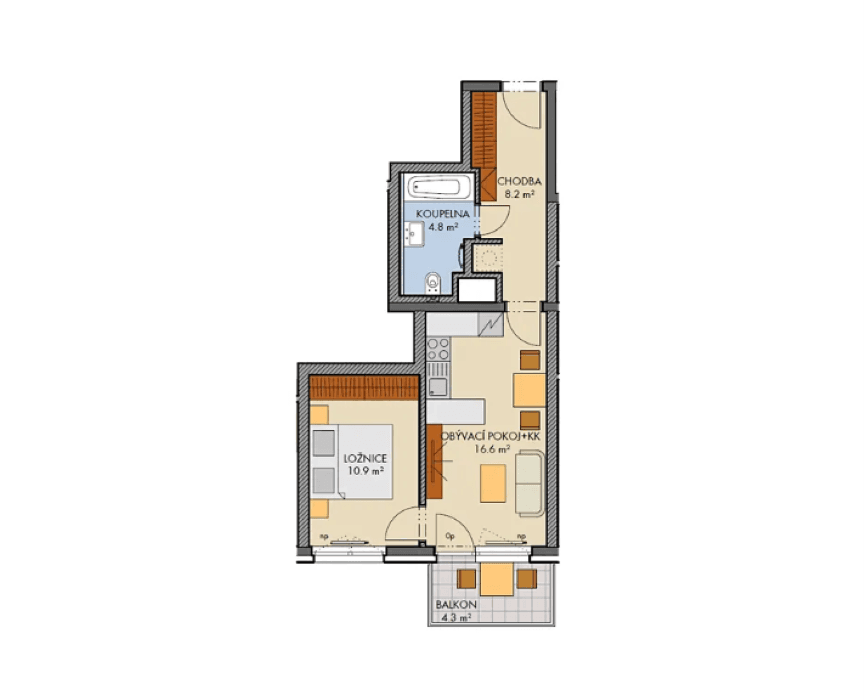 Prodej bytu 2+kk 43 m², Honzíkova, Praha, Praha Prodej bytu 2+kk 43 m², Honzíkova, Praha, Praha