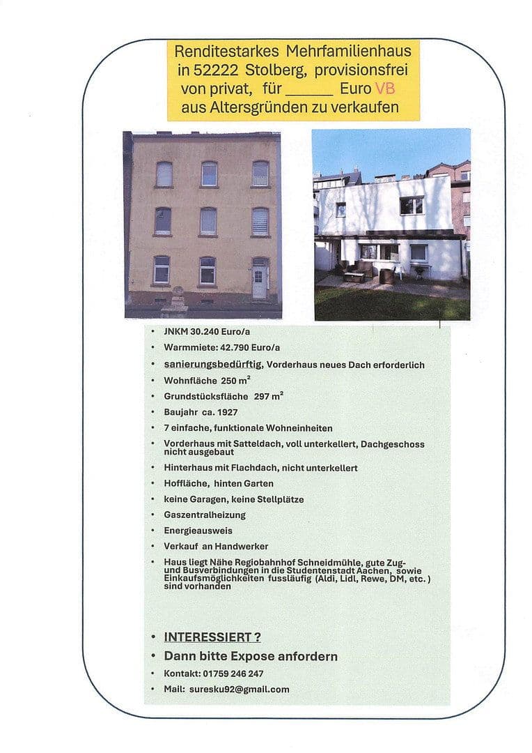 Prodej domu 297 m², pozemek 297 m², Stolberg, Severní Porýní-Vestfálsko Prodej domu 297 m², pozemek 297 m², Stolberg, Severní Porýní-Vestfálsko