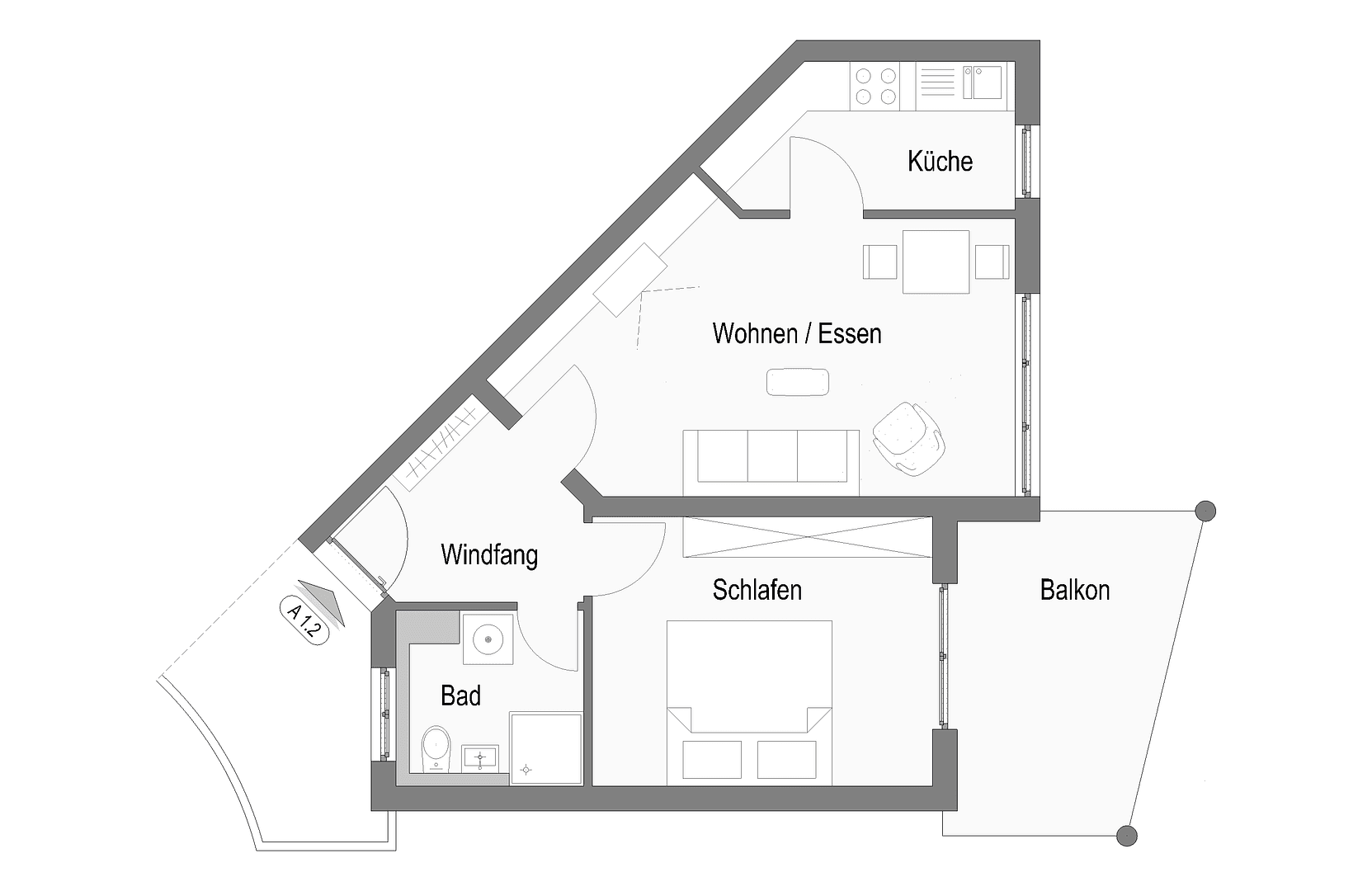 Pronájem bytu 2+1 53 m², Alzentalstraße 2, Herrenberg, Bádensko-Württembersko Pronájem bytu 2+1 53 m², Alzentalstraße 2, Herrenberg, Bádensko-Württembersko