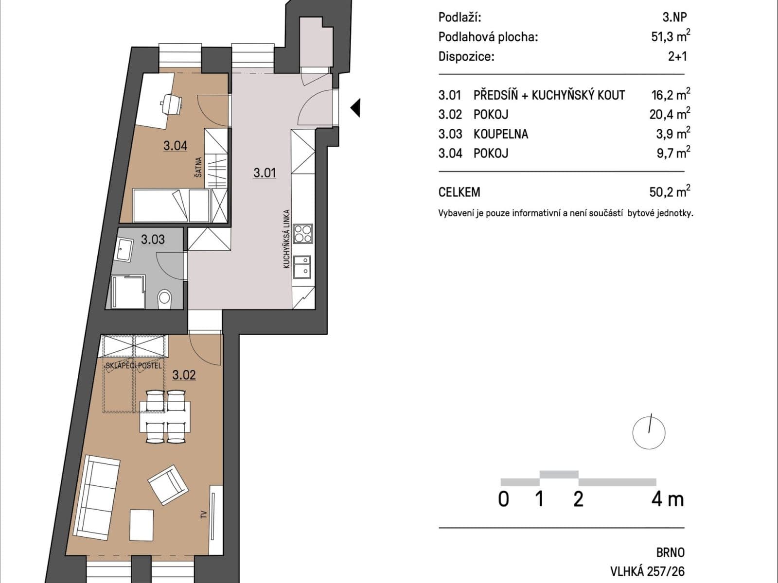 Pronájem bytu 2+1 55 m², Vlhká, Brno, Jihomoravský kraj Pronájem bytu 2+1 55 m², Vlhká, Brno, Jihomoravský kraj