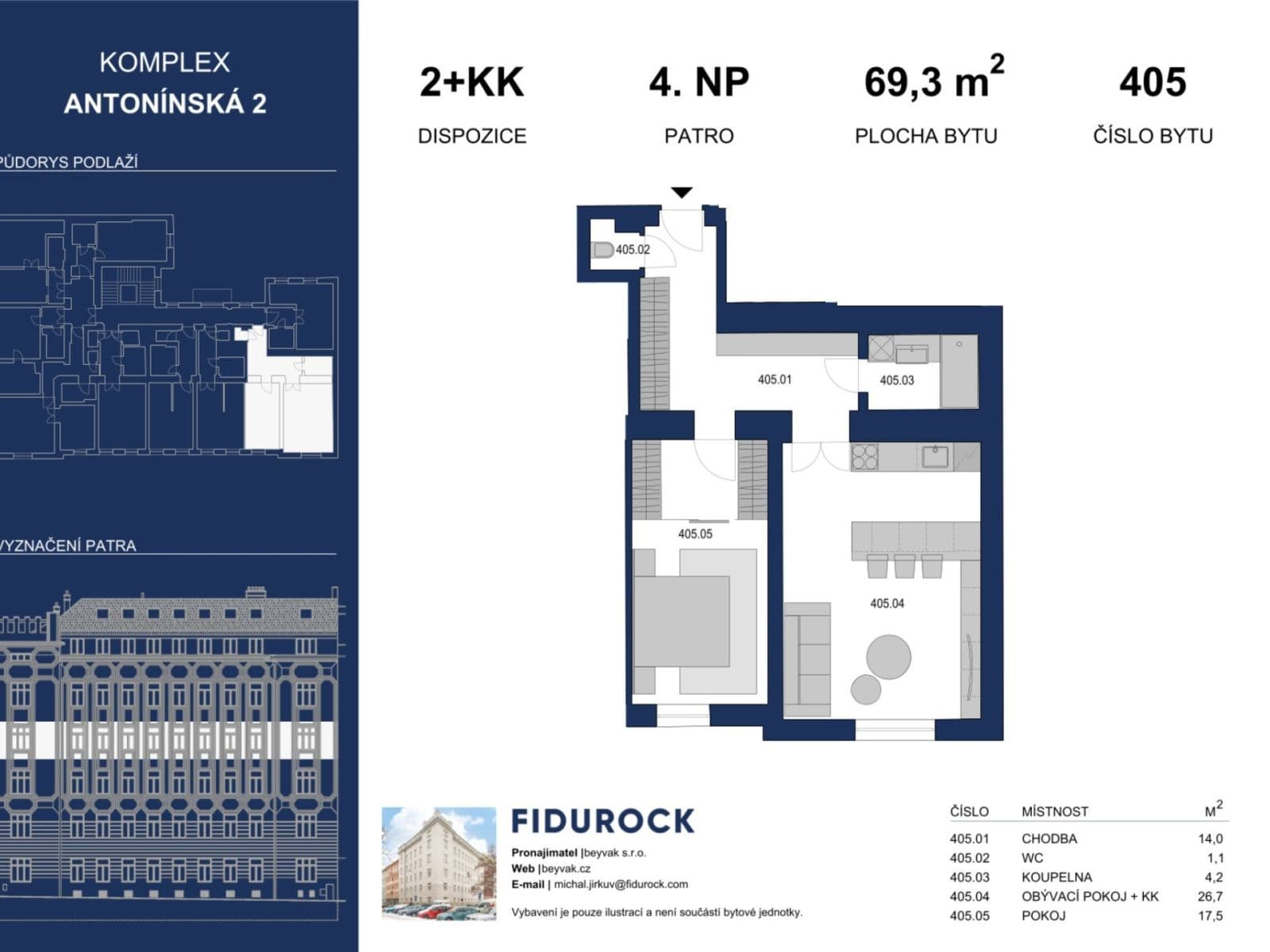 Pronájem bytu 2+kk 69 m², Antonínská, Brno, Jihomoravský kraj Pronájem bytu 2+kk 69 m², Antonínská, Brno, Jihomoravský kraj