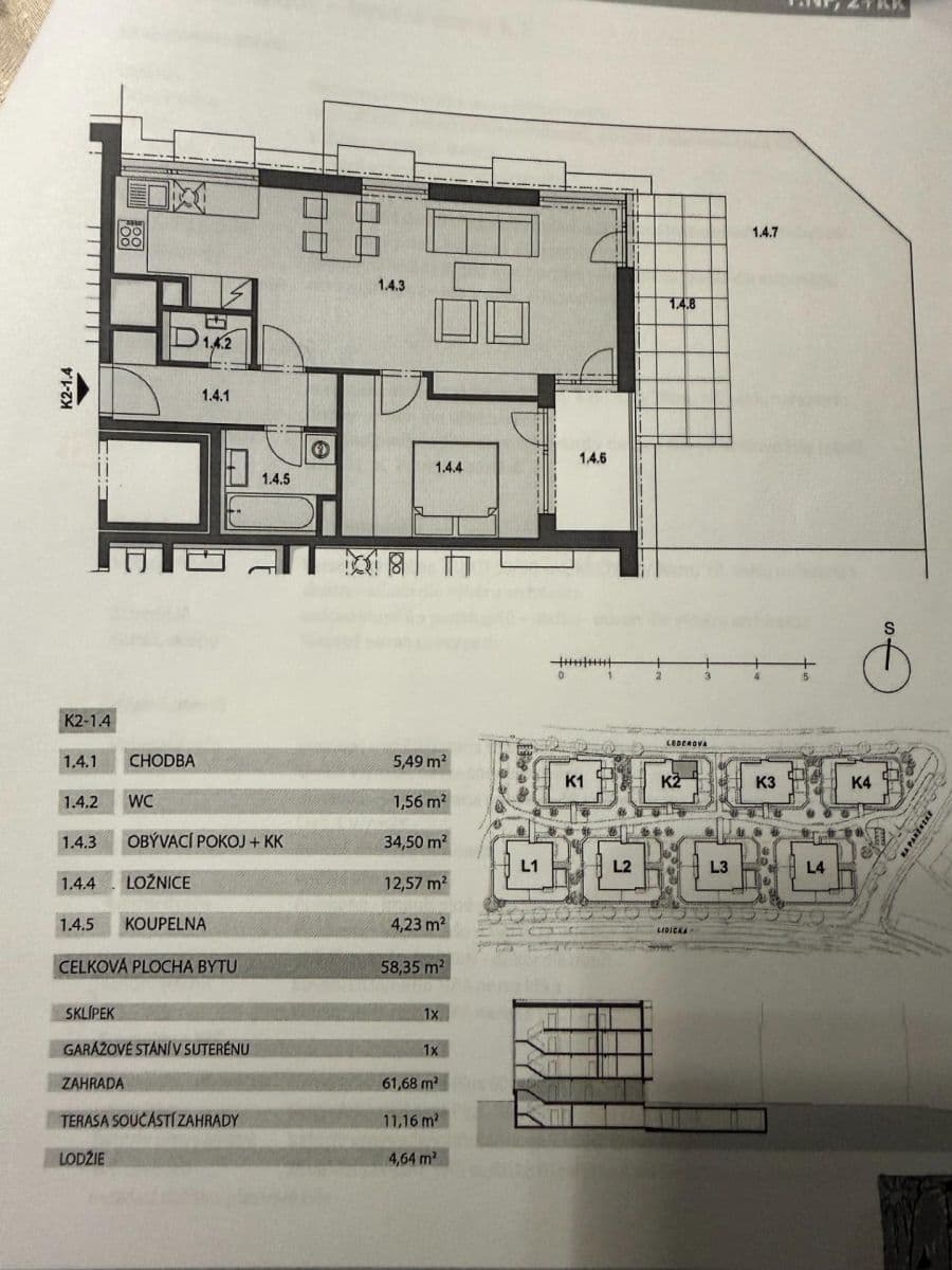 Prodej bytu 2+kk 58 m², Lederova, Roztoky, Středočeský kraj Prodej bytu 2+kk 58 m², Lederova, Roztoky, Středočeský kraj