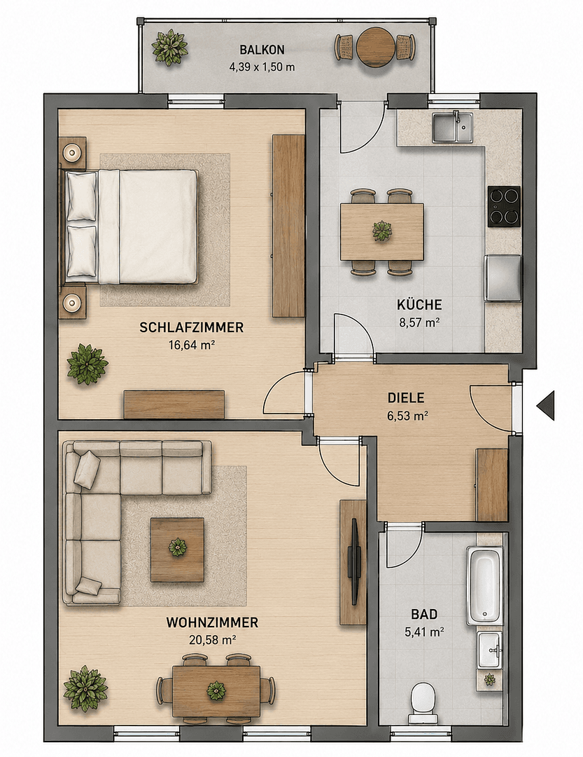 Pronájem bytu 2+1 59 m², Waldecker Str. 9, Duisburg, Severní Porýní-Vestfálsko Pronájem bytu 2+1 59 m², Waldecker Str. 9, Duisburg, Severní Porýní-Vestfálsko