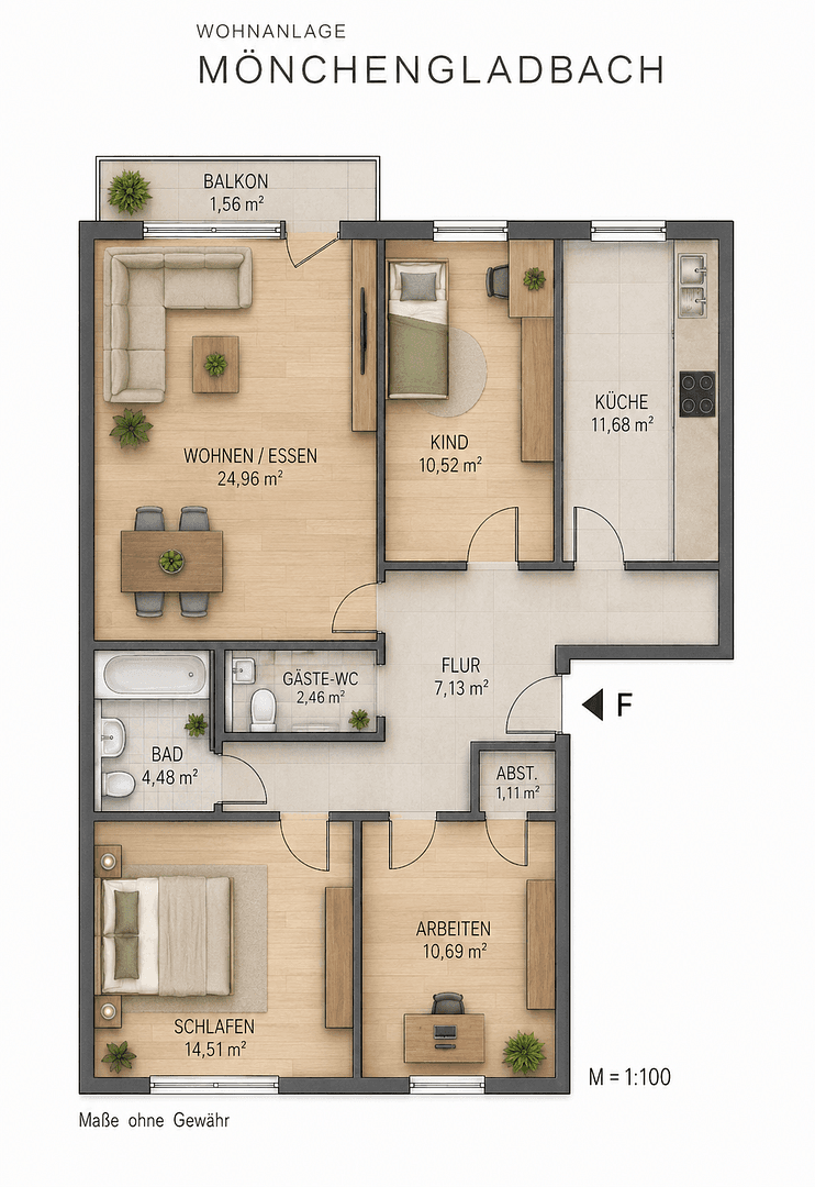 Prodej bytu 4+1 97 m², Mönchengladbach, Severní Porýní-Vestfálsko Prodej bytu 4+1 97 m², Mönchengladbach, Severní Porýní-Vestfálsko
