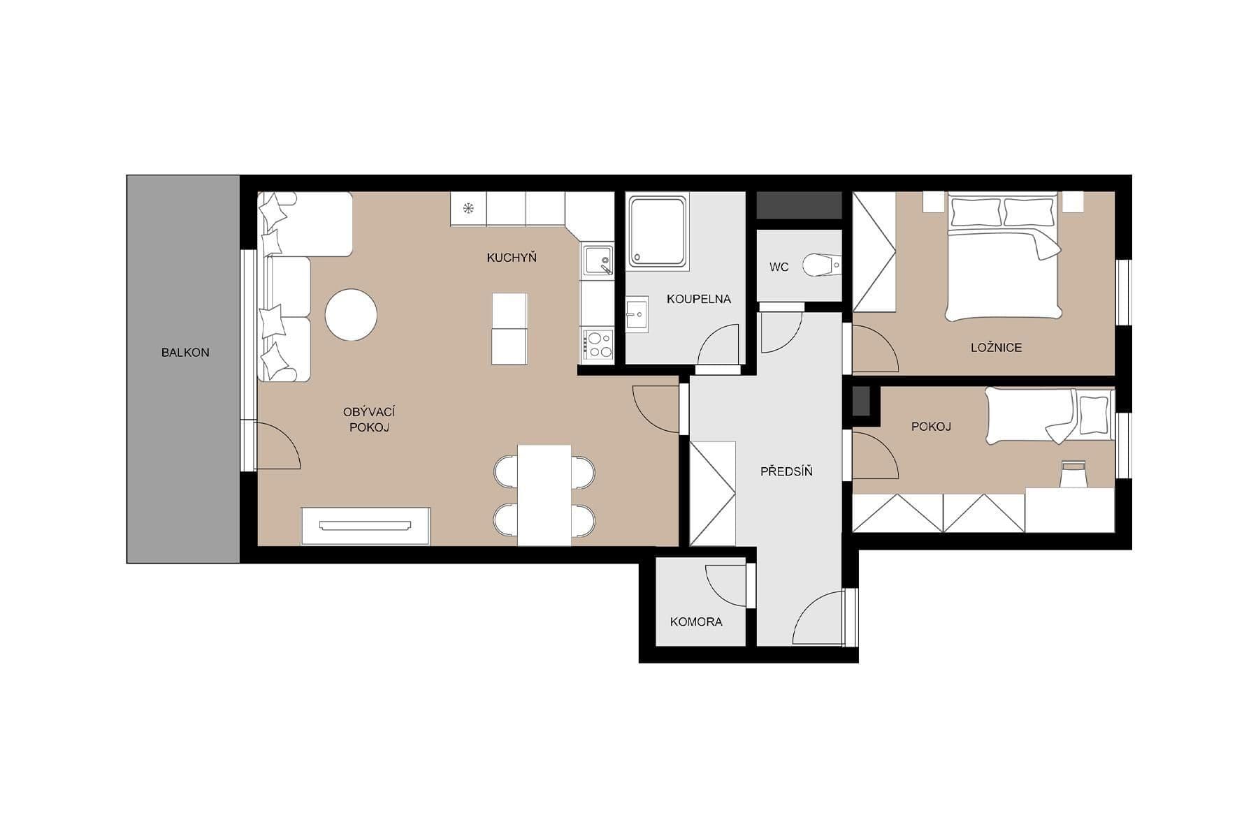 Prodej bytu 3+kk 78 m², Na Návsi, Praha, Praha Prodej bytu 3+kk 78 m², Na Návsi, Praha, Praha