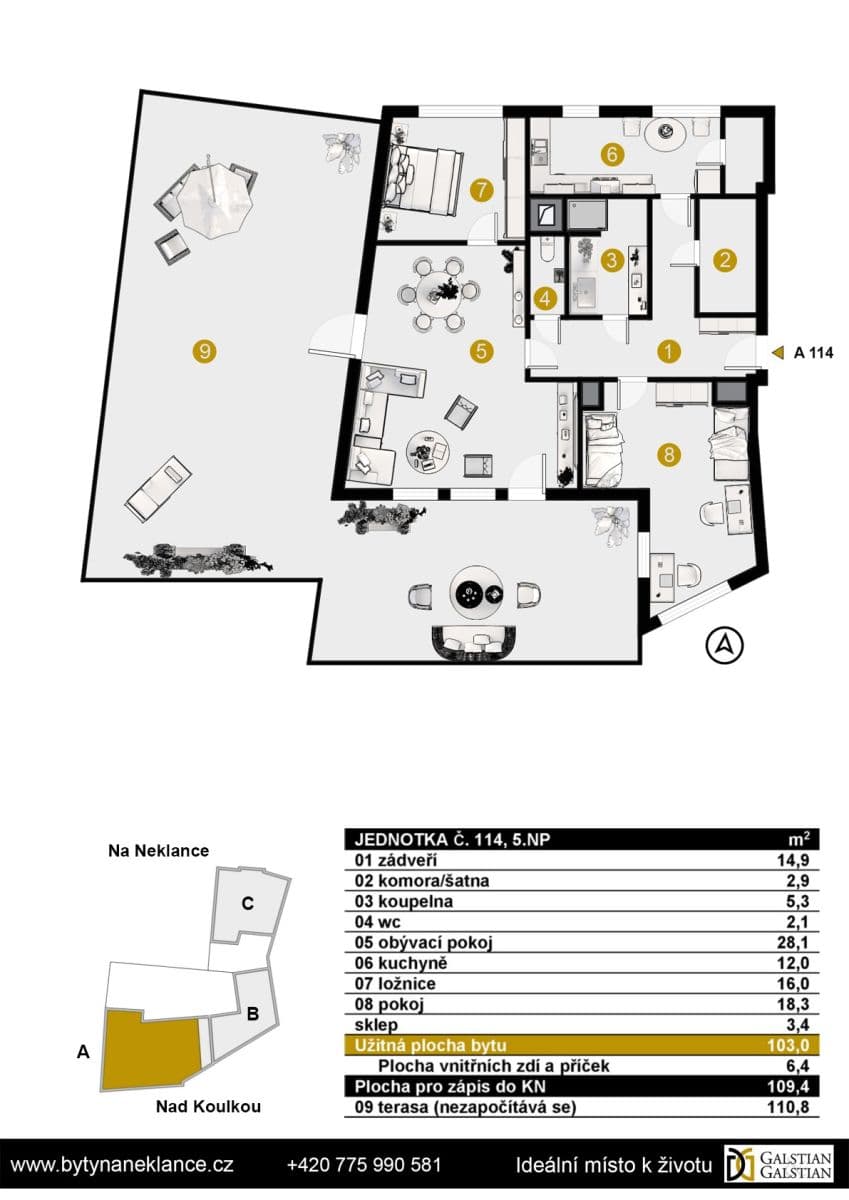 Prodej bytu 3+1 109 m², Nad Koulkou, Praha, Praha Prodej bytu 3+1 109 m², Nad Koulkou, Praha, Praha