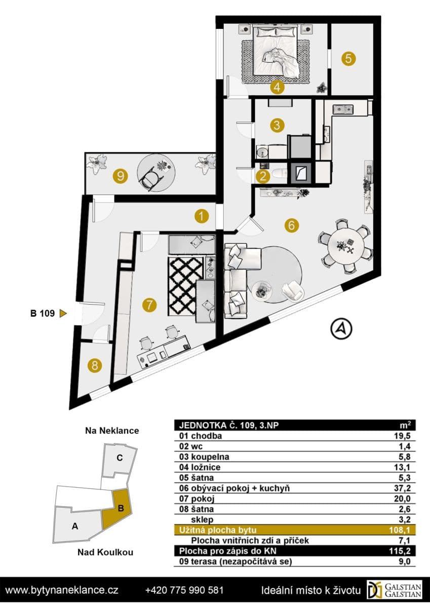 Prodej bytu 3+kk 110 m², Nad Koulkou, Praha, Praha Prodej bytu 3+kk 110 m², Nad Koulkou, Praha, Praha