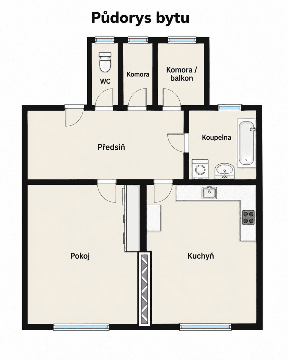 Prodej bytu 2+kk 58 m², Ortenovo náměstí, Praha, Praha Prodej bytu 2+kk 58 m², Ortenovo náměstí, Praha, Praha