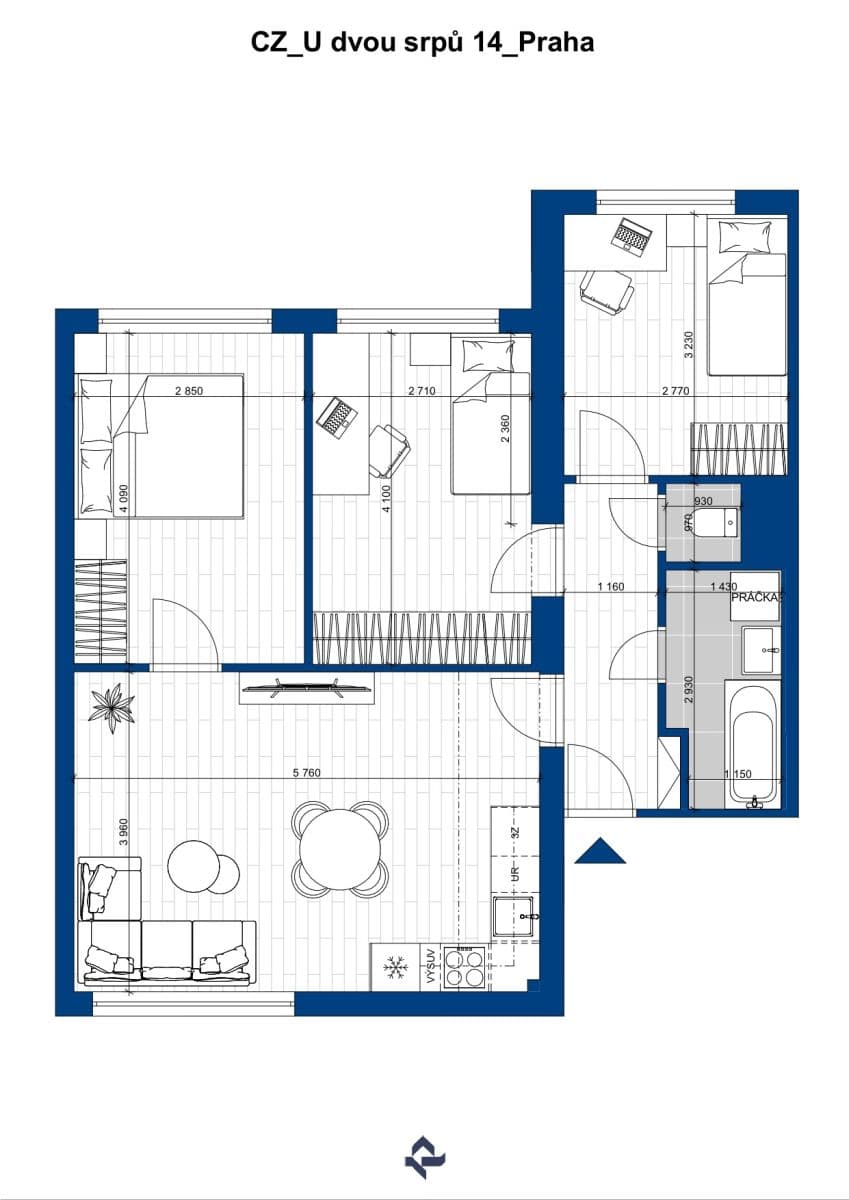 Prodej bytu 4+kk 64 m², U Dvou srpů, Praha, Praha Prodej bytu 4+kk 64 m², U Dvou srpů, Praha, Praha