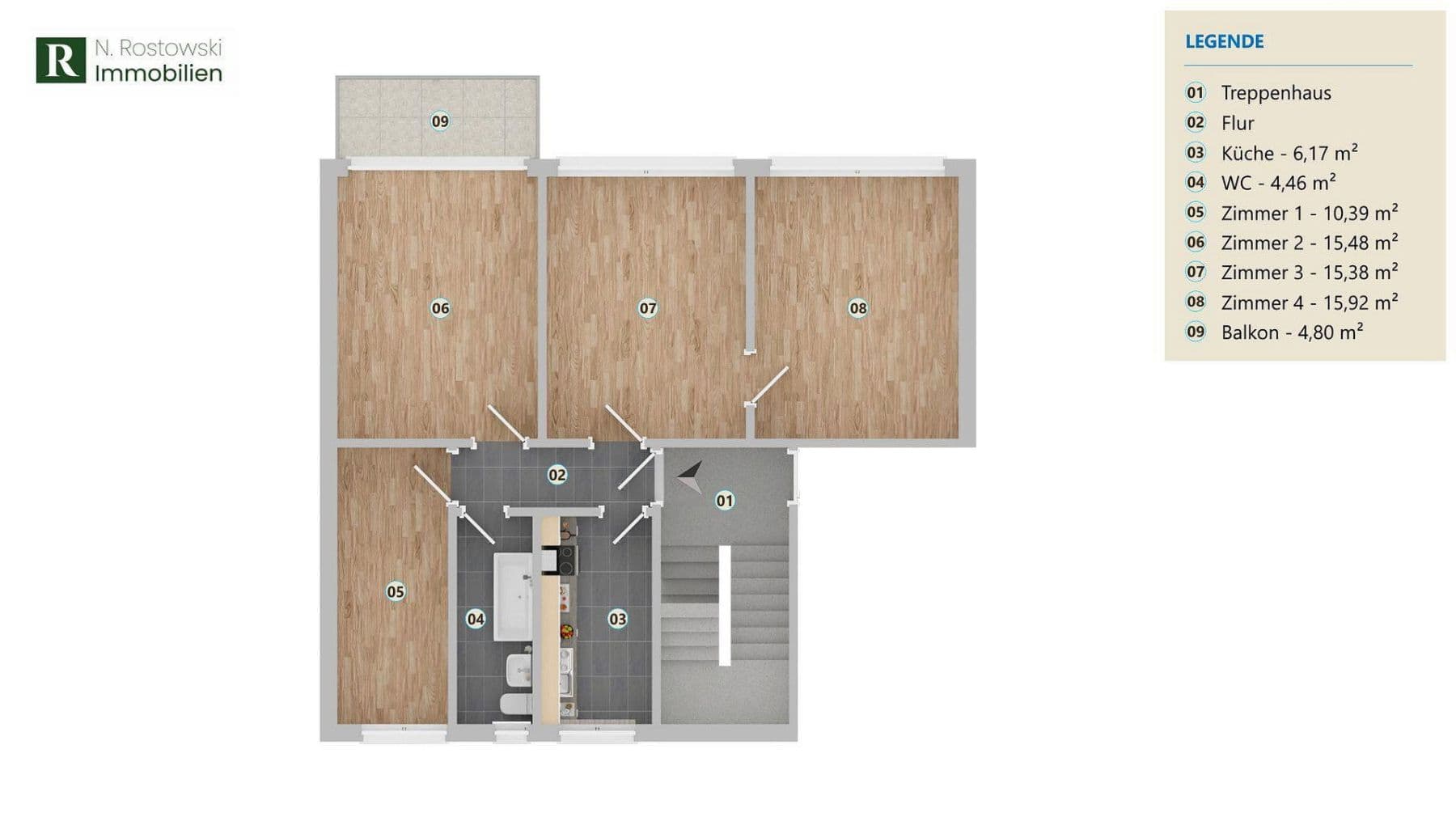 Pronájem bytu 4+1 75 m², Neue Burgkemnitzer Str. 53, Muldestausee, Sasko-Anhaltsko Pronájem bytu 4+1 75 m², Neue Burgkemnitzer Str. 53, Muldestausee, Sasko-Anhaltsko