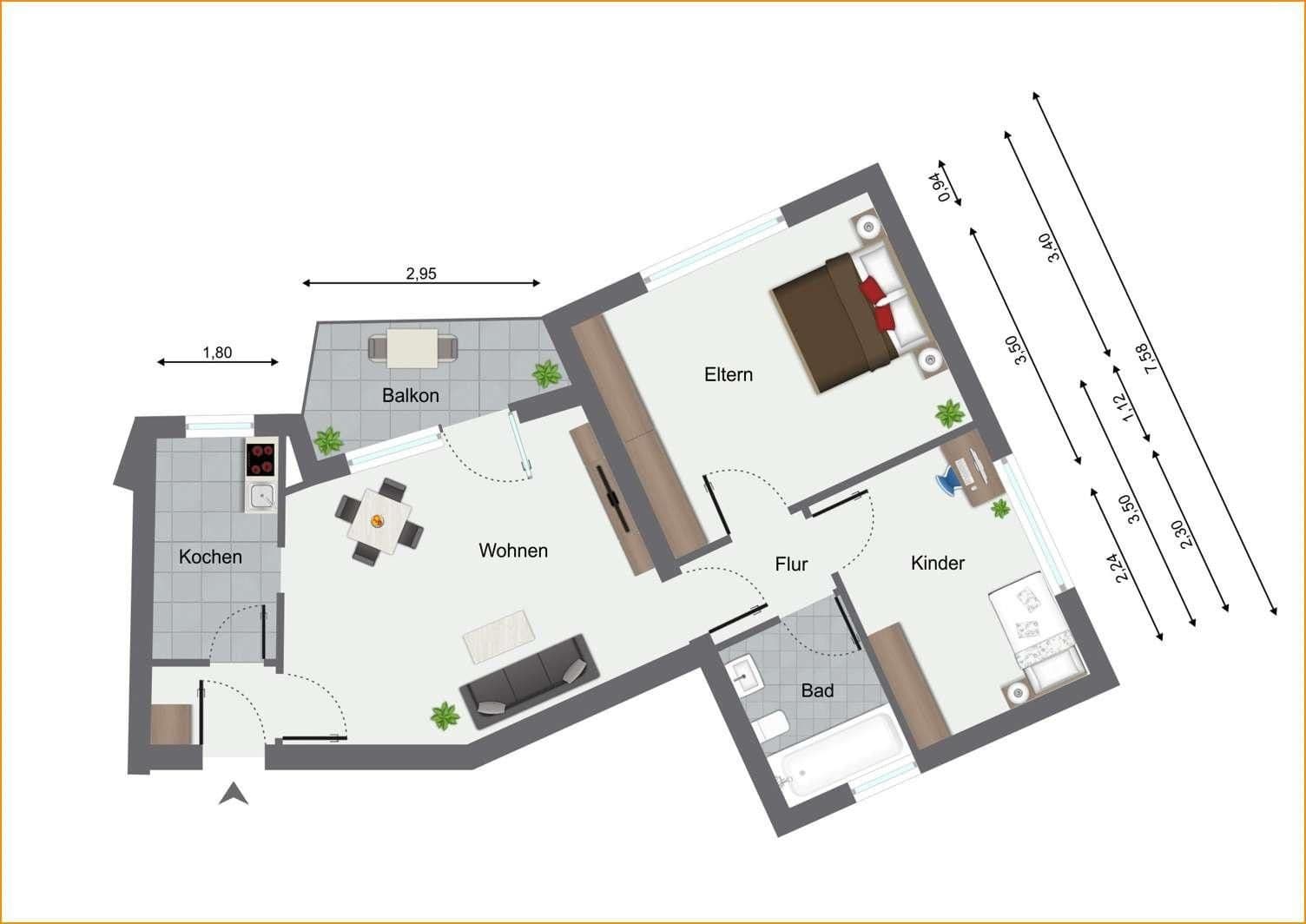 Prodej bytu 3+1 55 m², Oberhausen, Severní Porýní-Vestfálsko Prodej bytu 3+1 55 m², Oberhausen, Severní Porýní-Vestfálsko