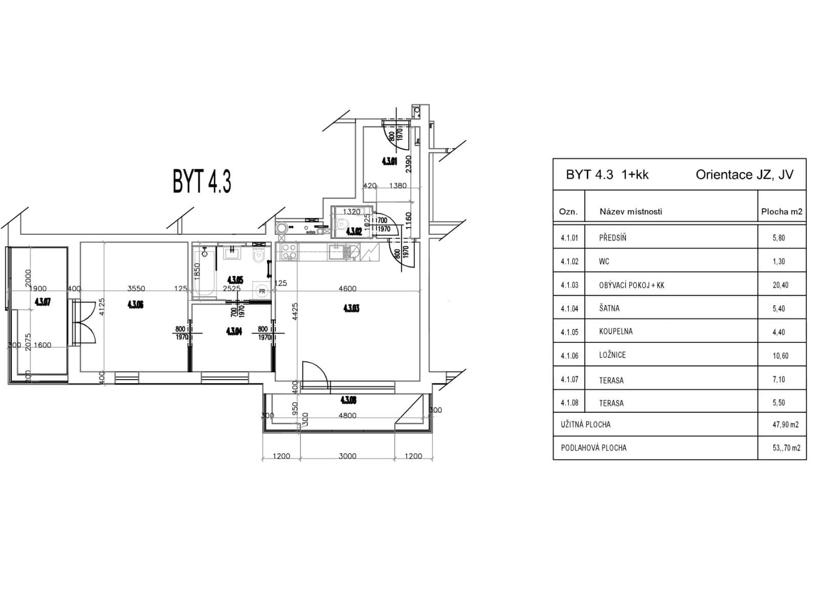 Pronájem bytu 2+kk 48 m², Kadečkové, Praha, Praha Pronájem bytu 2+kk 48 m², Kadečkové, Praha, Praha
