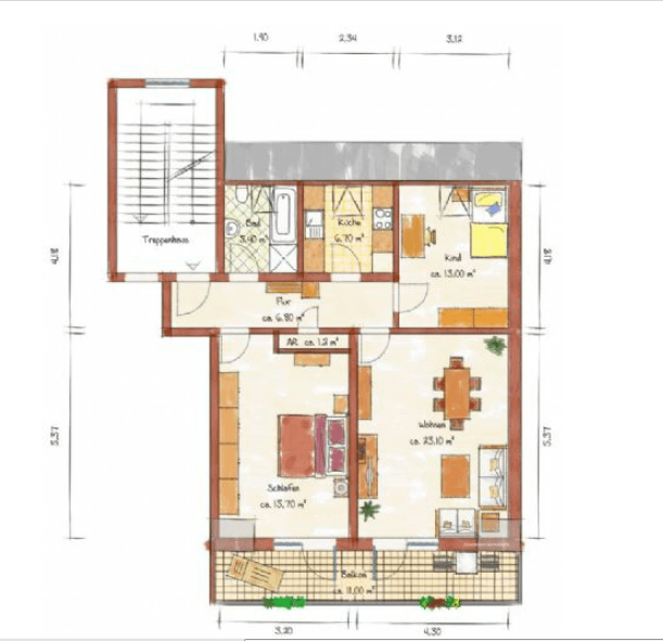 Pronájem bytu 3+1 72 m², Finowfurter Ring 8a, Schorfheide, Braniborsko Pronájem bytu 3+1 72 m², Finowfurter Ring 8a, Schorfheide, Braniborsko