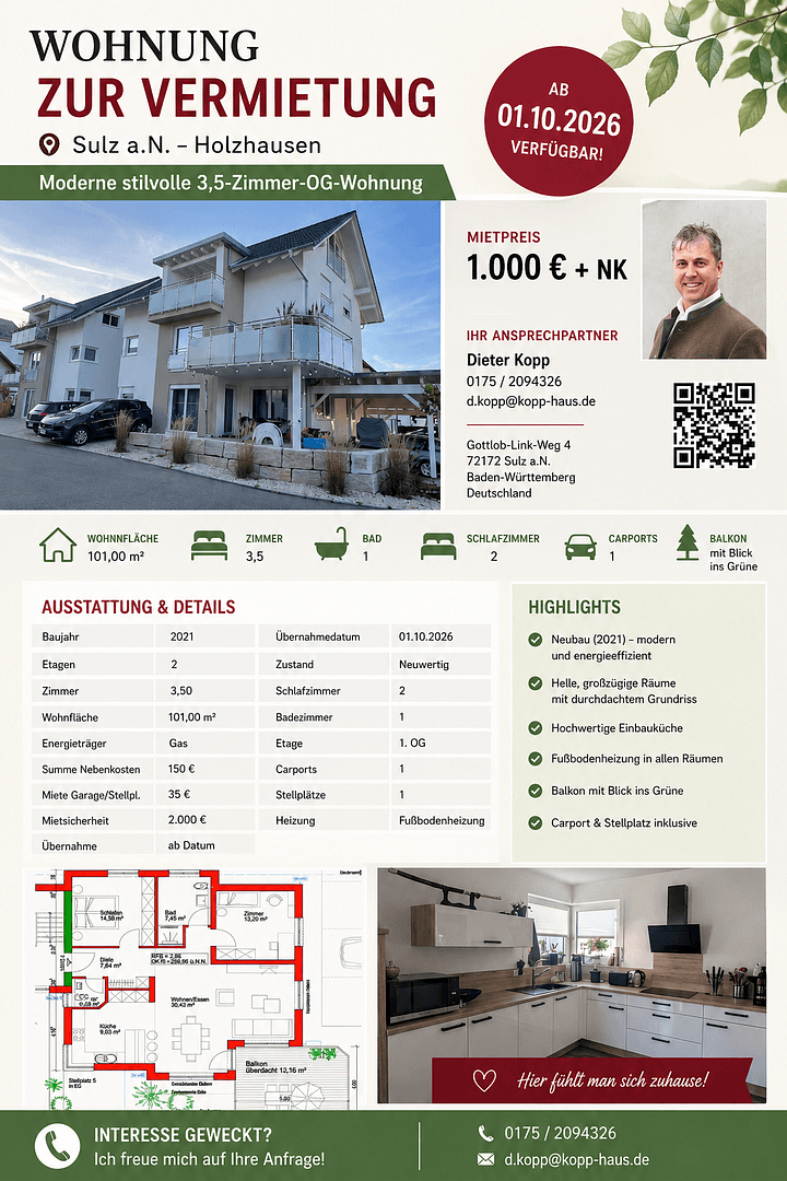 Pronájem bytu 3+kk 101 m², Gottlob-Link-Weg 4, Sulz am Neckar, Bádensko-Württembersko Pronájem bytu 3+kk 101 m², Gottlob-Link-Weg 4, Sulz am Neckar, Bádensko-Württembersko