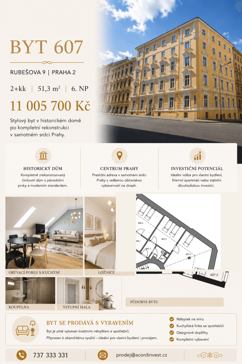 Prodej bytu 2+kk 51 m², Rubešova, Praha, Praha Prodej bytu 2+kk 51 m², Rubešova, Praha, Praha