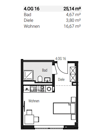 Pronájem bytu 1+1 26 m², Steinbühler Straße 4-6, Nürnberg, Bavorsko Pronájem bytu 1+1 26 m², Steinbühler Straße 4-6, Nürnberg, Bavorsko