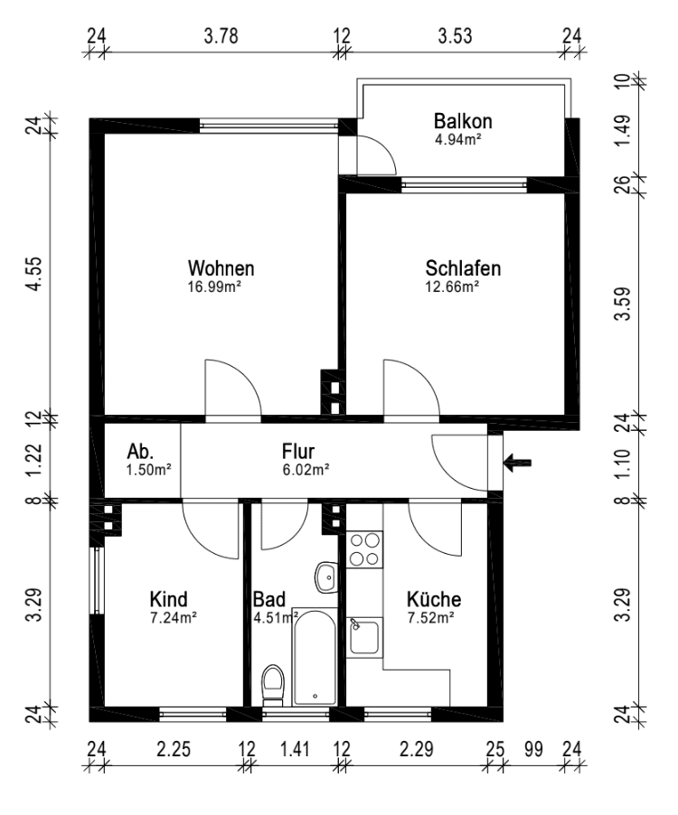 Pronájem bytu 3+1 59 m², Bremen, Bremen Pronájem bytu 3+1 59 m², Bremen, Bremen