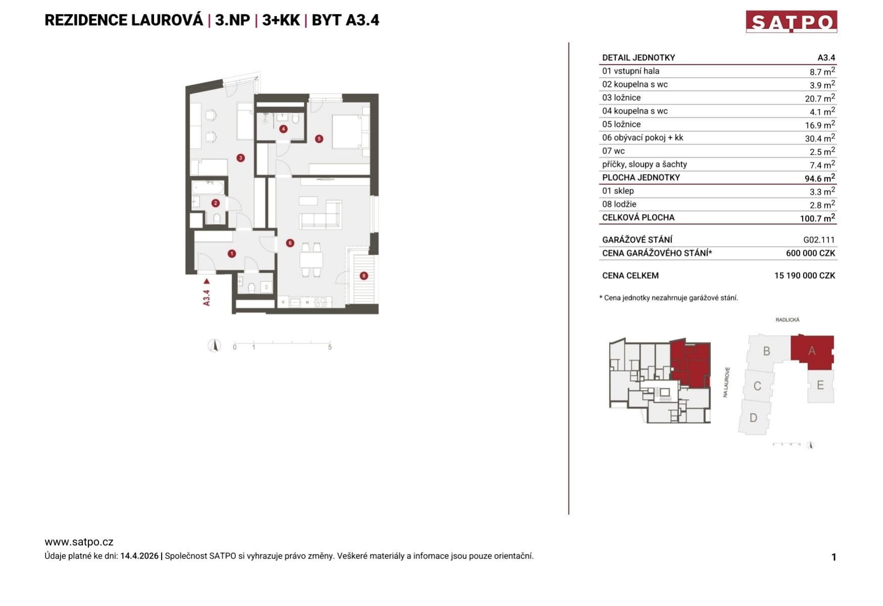 Prodej bytu 3+kk 95 m², Na Laurové, Praha, Praha Prodej bytu 3+kk 95 m², Na Laurové, Praha, Praha