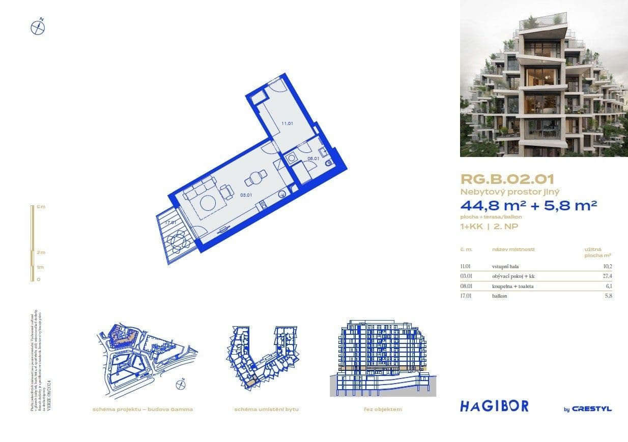 Pronájem bytu 1+kk 45 m², Ramonova, Praha, Praha Pronájem bytu 1+kk 45 m², Ramonova, Praha, Praha