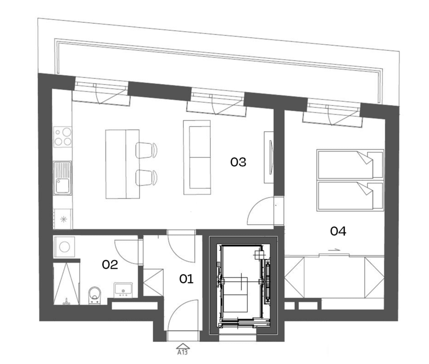 Pronájem bytu 2+kk 64 m², Křižíkova, Brno, Jihomoravský kraj Pronájem bytu 2+kk 64 m², Křižíkova, Brno, Jihomoravský kraj