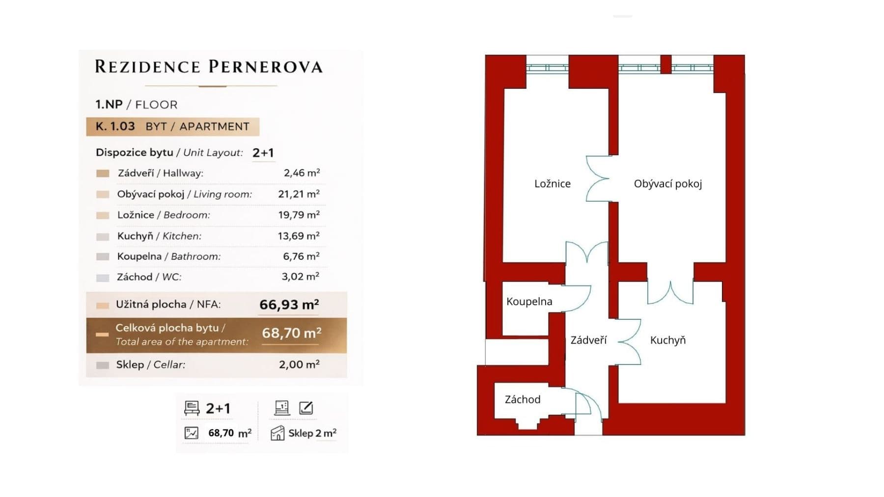 Prodej bytu 2+1 69 m², Pernerova, Praha, Praha Prodej bytu 2+1 69 m², Pernerova, Praha, Praha