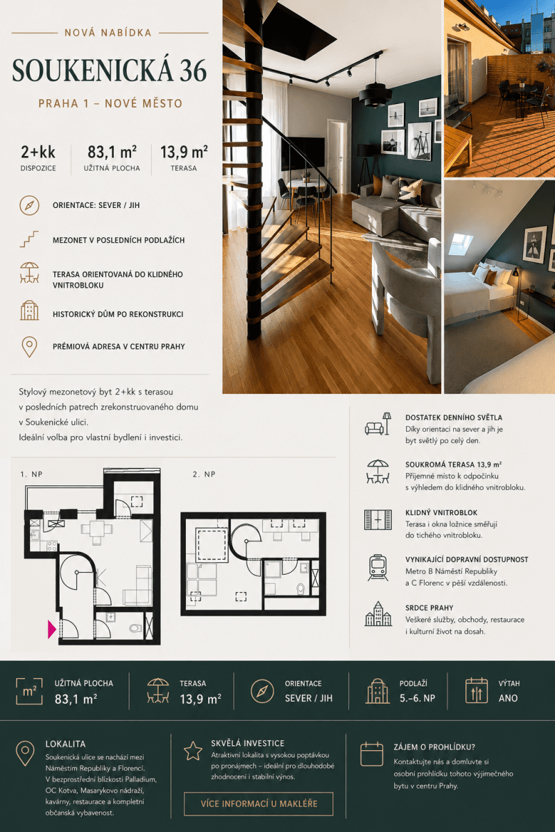 Prodej bytu 2+kk 83 m², Soukenická, Praha, Praha Prodej bytu 2+kk 83 m², Soukenická, Praha, Praha