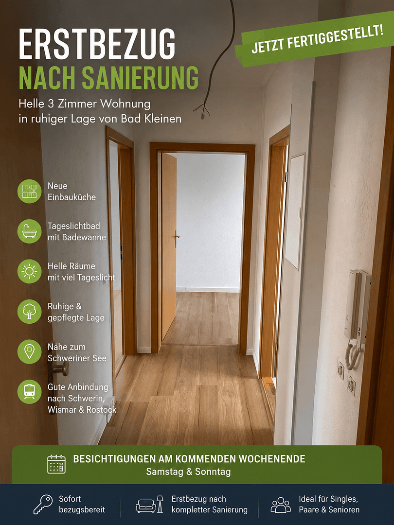 Pronájem bytu 3+1 56 m², Straße der Jugend 16, Bad Kleinen, Mecklenburg-Vorpommern Pronájem bytu 3+1 56 m², Straße der Jugend 16, Bad Kleinen, Mecklenburg-Vorpommern