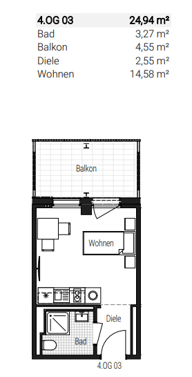 Pronájem bytu 1+1 26 m², Steinbühler Straße 4-6, Nürnberg, Bavorsko Pronájem bytu 1+1 26 m², Steinbühler Straße 4-6, Nürnberg, Bavorsko