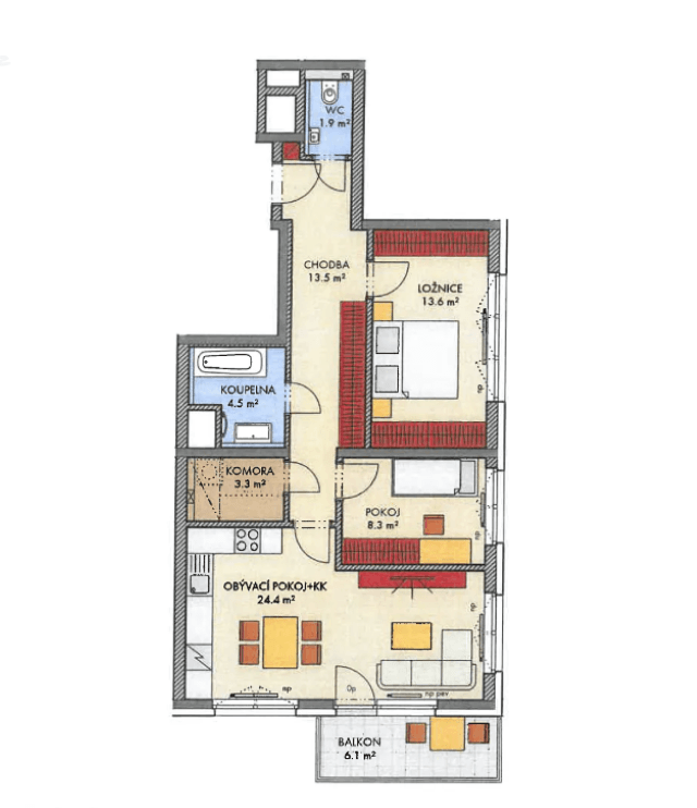 Prodej bytu 3+kk 73 m², Honzíkova, Praha, Praha Prodej bytu 3+kk 73 m², Honzíkova, Praha, Praha