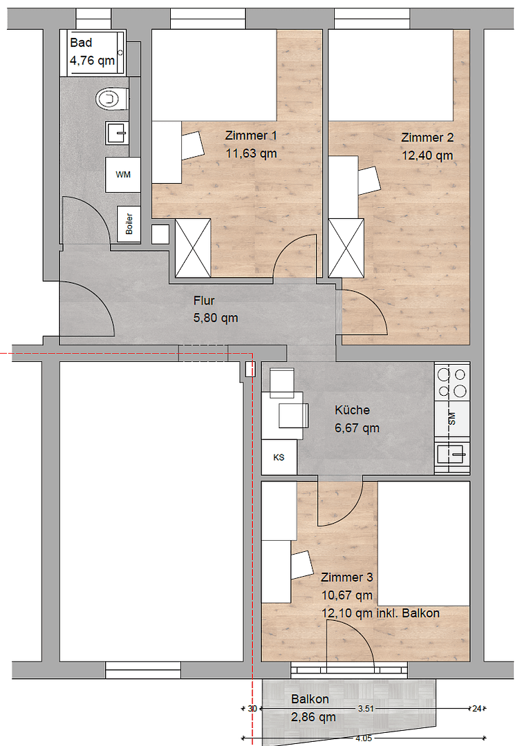 Pronájem bytu 12 m², Stadelheimer Str. 23, München, Bavorsko Pronájem bytu 12 m², Stadelheimer Str. 23, München, Bavorsko