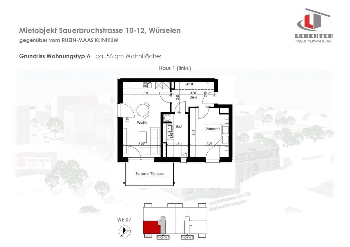 Pronájem bytu 3+1 71 m², Sauerbruchstraße 10-12, Würselen, Severní Porýní-Vestfálsko Pronájem bytu 3+1 71 m², Sauerbruchstraße 10-12, Würselen, Severní Porýní-Vestfálsko