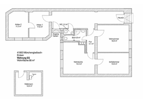 Pronájem bytu 4+1 88 m², Mönchengladbach, Severní Porýní-Vestfálsko Pronájem bytu 4+1 88 m², Mönchengladbach, Severní Porýní-Vestfálsko