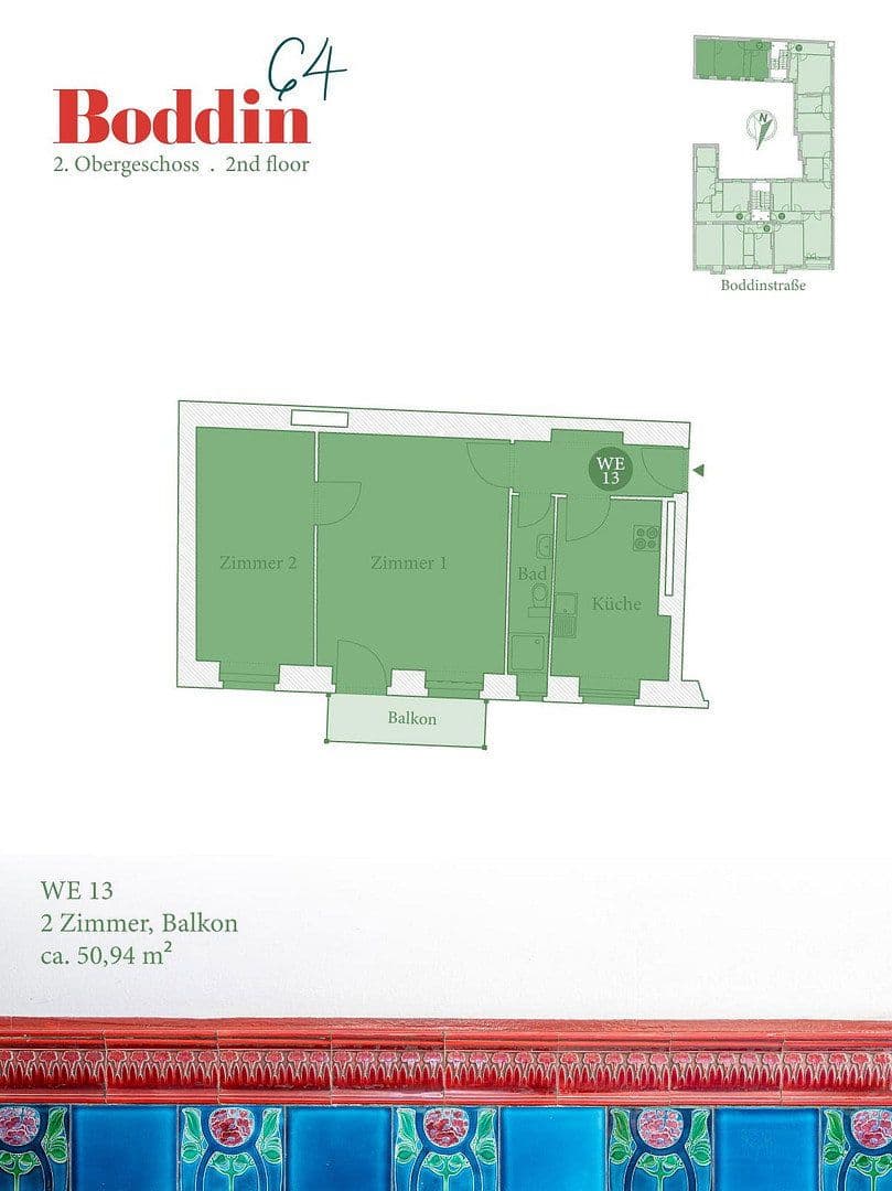 Prodej bytu 2+1 51 m², Boddinstraße 64, Berlin, Berlín Prodej bytu 2+1 51 m², Boddinstraße 64, Berlin, Berlín